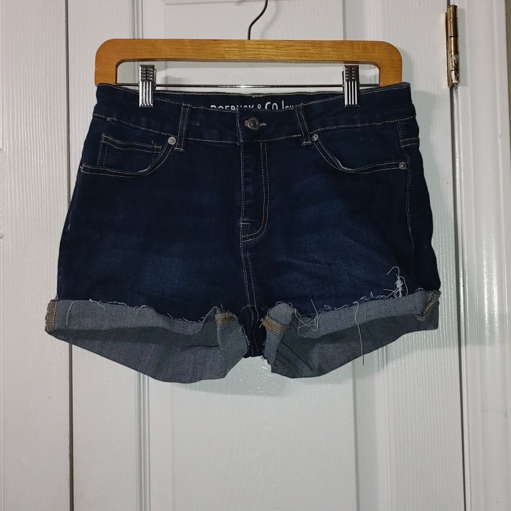 Roebuck & Co  dark denim jean rough hem mid rise short  shorts  Sz 10 NWOT
